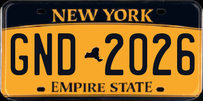 NY license plate GND2026