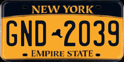 NY license plate GND2039