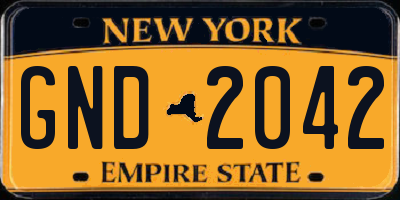 NY license plate GND2042