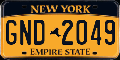 NY license plate GND2049