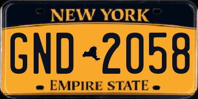 NY license plate GND2058