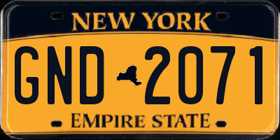 NY license plate GND2071