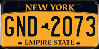 NY license plate GND2073