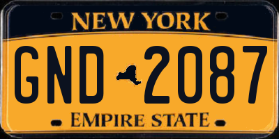 NY license plate GND2087