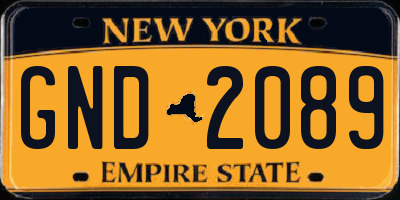 NY license plate GND2089