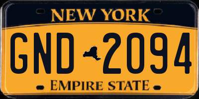 NY license plate GND2094