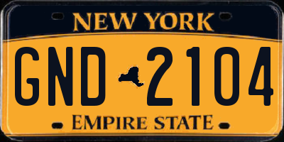 NY license plate GND2104