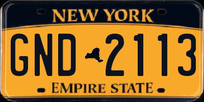 NY license plate GND2113