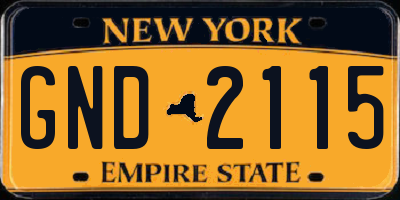 NY license plate GND2115