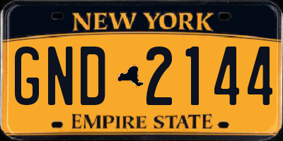 NY license plate GND2144