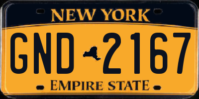 NY license plate GND2167