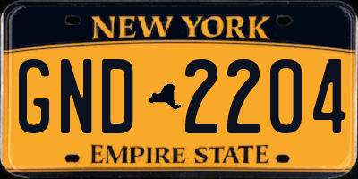 NY license plate GND2204