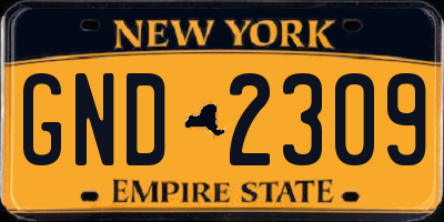 NY license plate GND2309