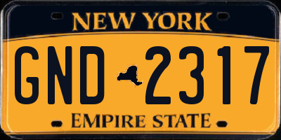 NY license plate GND2317