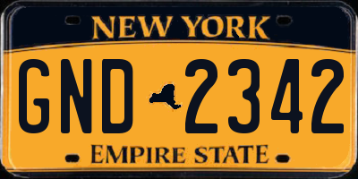 NY license plate GND2342