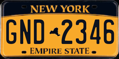NY license plate GND2346