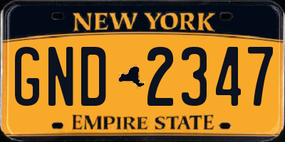 NY license plate GND2347