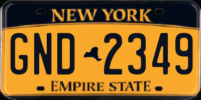 NY license plate GND2349