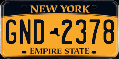 NY license plate GND2378