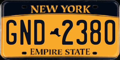 NY license plate GND2380