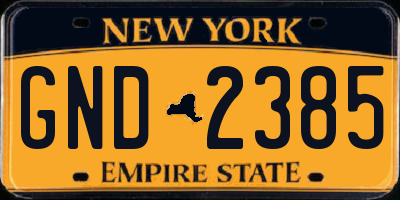 NY license plate GND2385