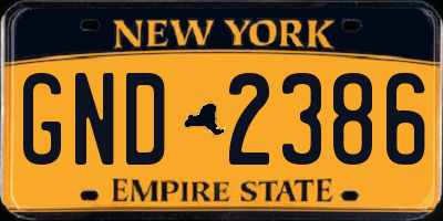 NY license plate GND2386