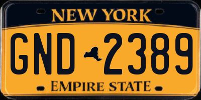 NY license plate GND2389