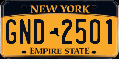NY license plate GND2501