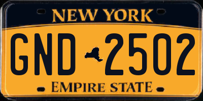 NY license plate GND2502