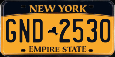 NY license plate GND2530