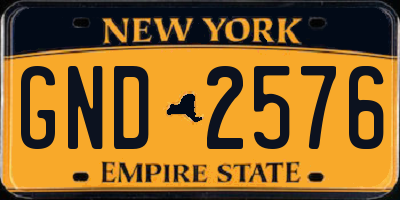 NY license plate GND2576