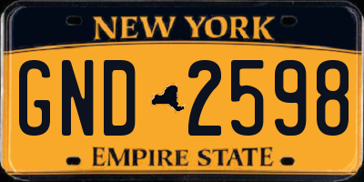 NY license plate GND2598