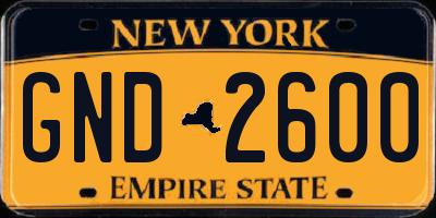 NY license plate GND2600