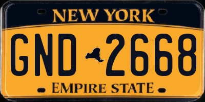NY license plate GND2668