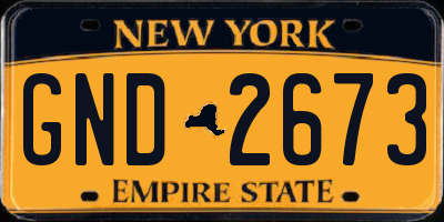 NY license plate GND2673