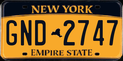 NY license plate GND2747