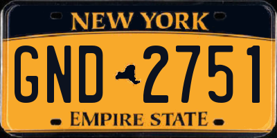 NY license plate GND2751