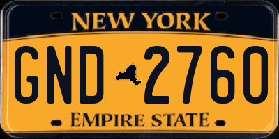 NY license plate GND2760