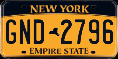 NY license plate GND2796