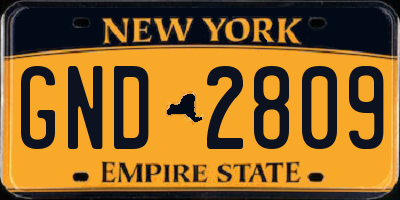 NY license plate GND2809