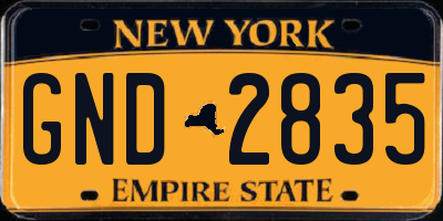 NY license plate GND2835