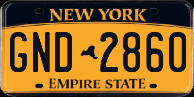 NY license plate GND2860