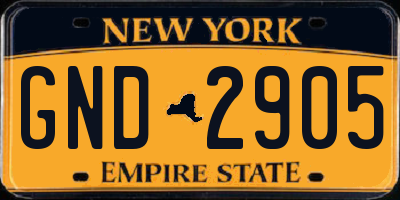 NY license plate GND2905