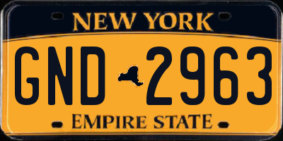 NY license plate GND2963