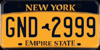 NY license plate GND2999