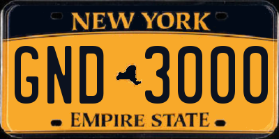 NY license plate GND3000