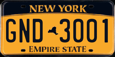 NY license plate GND3001