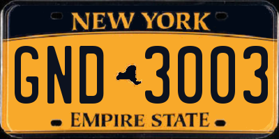NY license plate GND3003