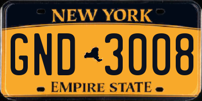 NY license plate GND3008