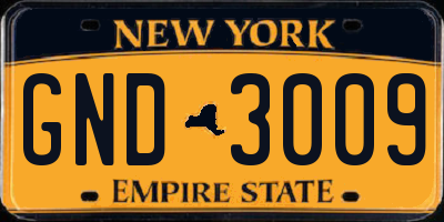 NY license plate GND3009